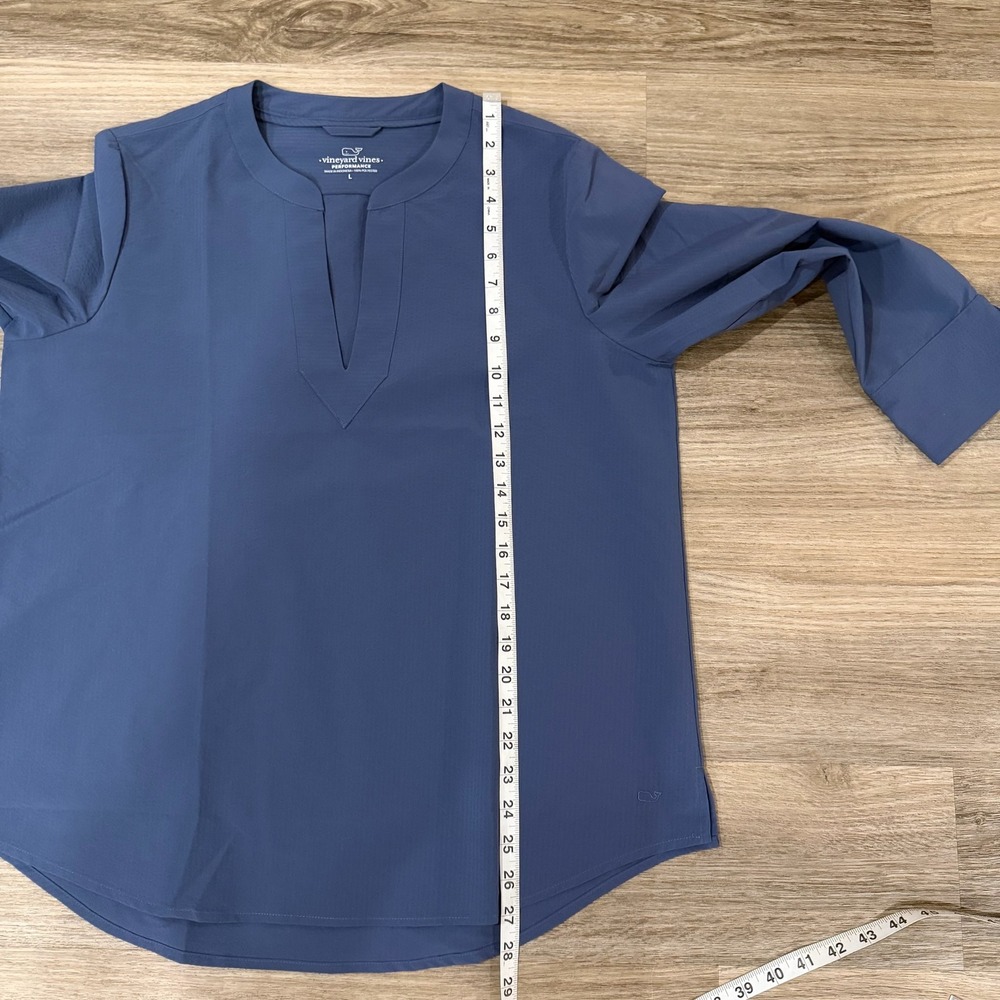 Vineyard Vines Performance Split Neck Top Blue Wo… - image 4